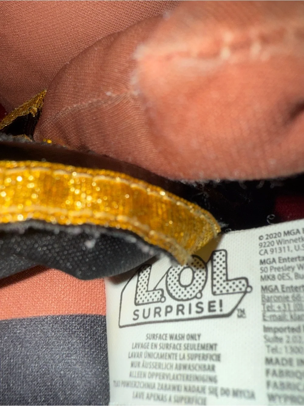 L.O.L. Surprise! Royal Bee Plushwith Gold Curls and Black & Gold Striped Dress